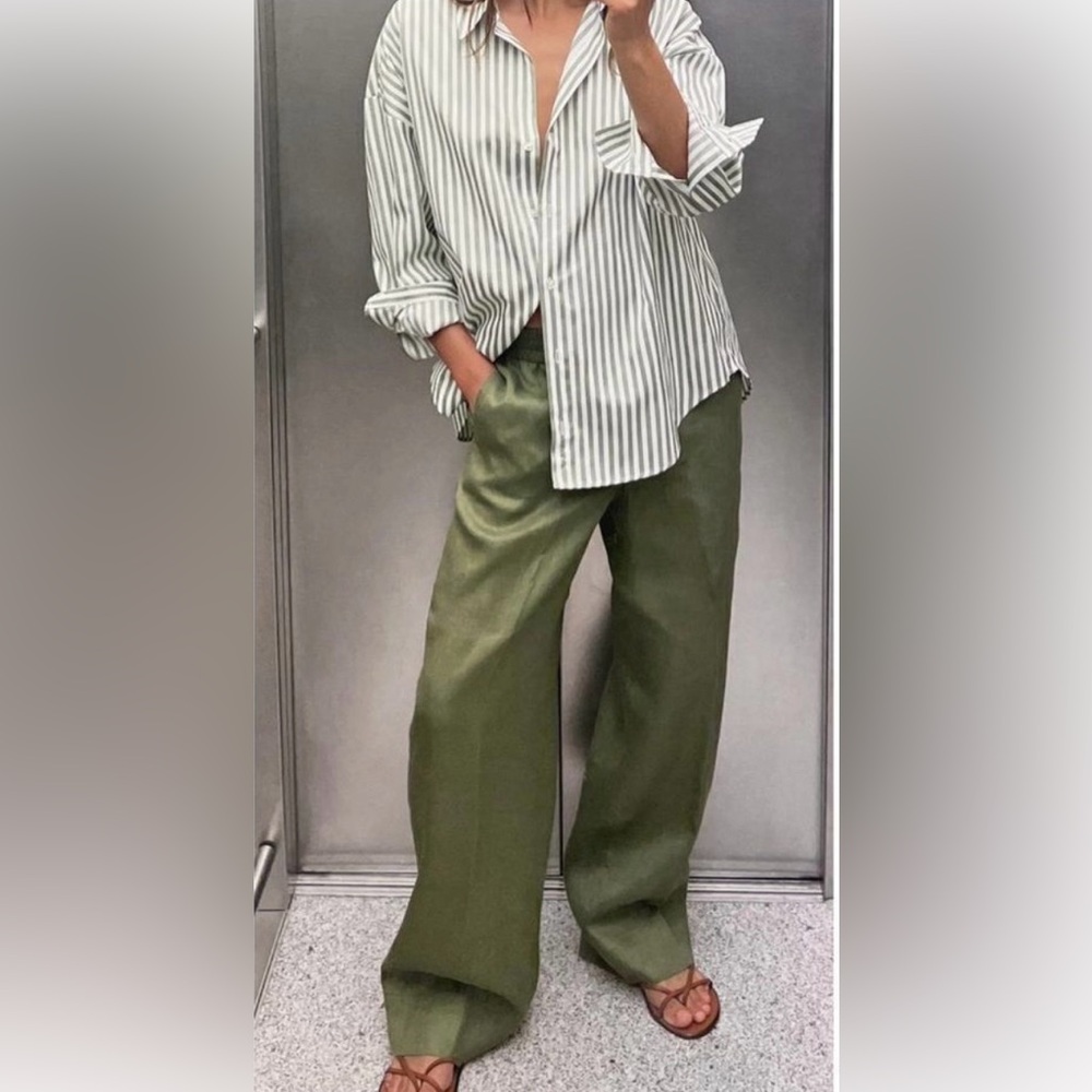 Zara 100% Linen Pants. Size M